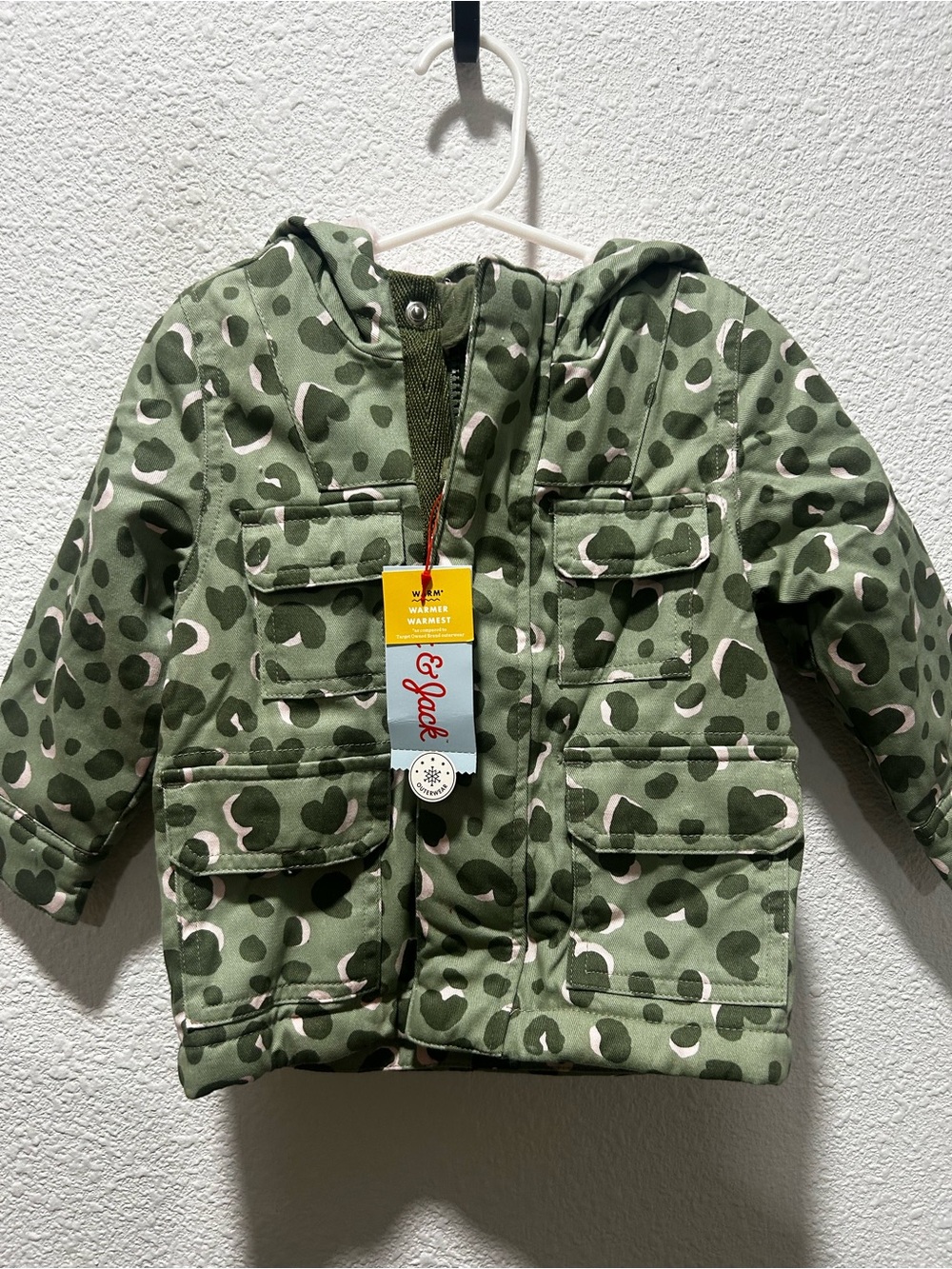 Cat & Jack Green Heart Print Puffer Jacket